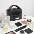 thumbnail image 3 of Open-Top Tote Makeup Bag, Large Capacity Travel Cosmetic Organizer with Multiple Compartments, Soft Fabric Design, 3 of 6