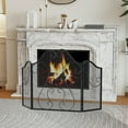 thumbnail image 4 of Gymax 3 Panel Fireplace Screen Foldable Freestanding Metal Arched Furnace Fireguard, 4 of 10
