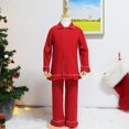 thumbnail image 3 of Pijamas de algodón para niños y niñas, conjuntos de pijamas rojos para invierno y Año Nuevo, 3 of 4