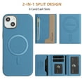 thumbnail image 3 of Dteck Magnetic Case for iPhone 13, 2 in 1 Wallet Case Detachable Card Holder, Compatible with MagSafe, Slim PU Leather RFID Blocking Credit Slots Zipper Pocket,Light Blue, 3 of 7
