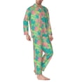 thumbnail image 2 of Picia Colorful Palm Leaves Pattern Men’s Long-Sleeve Sleepwear Set - Soft 2-Piece Loungewear with Pockets, Comfy PJs for Relaxing Nights-Large, 2 of 7