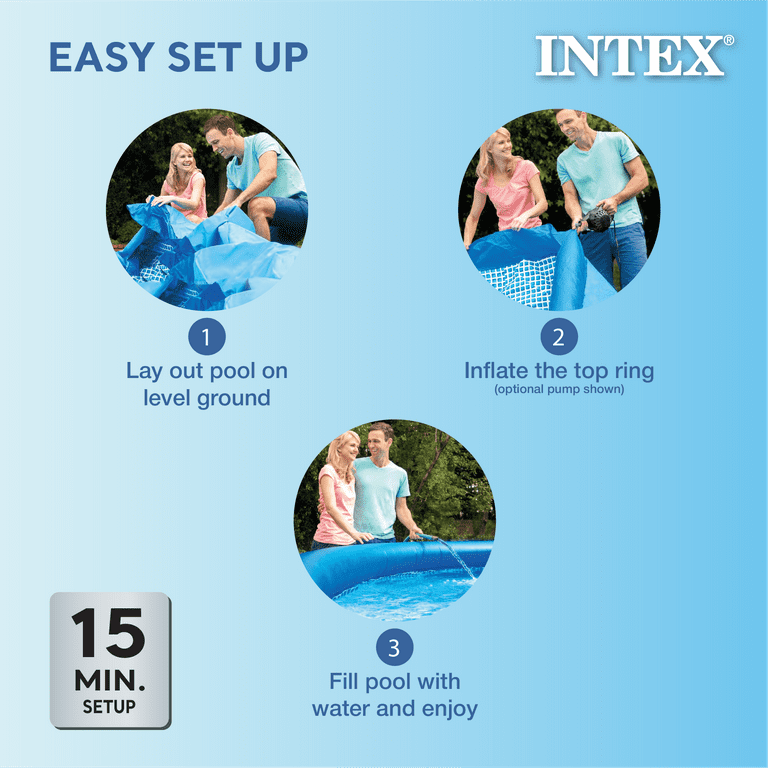 Intex Easy Set 15ft x 42in Inflatable Above Ground Pool, Pump