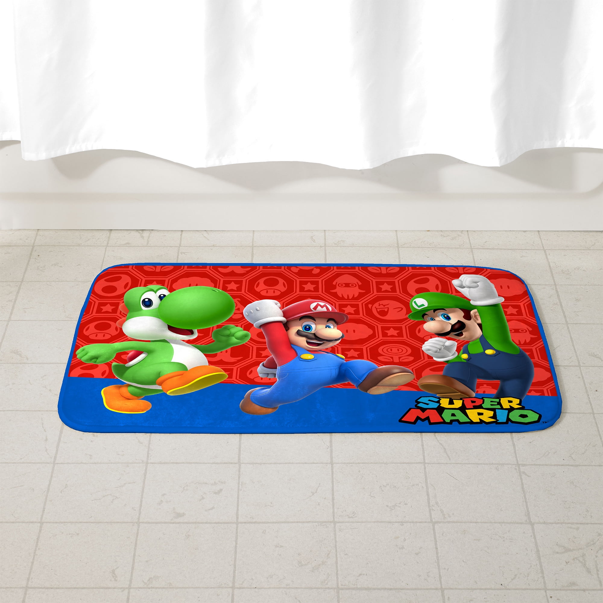 Super Mario Kids Skid Resistant Foam, Kids Bath Rug