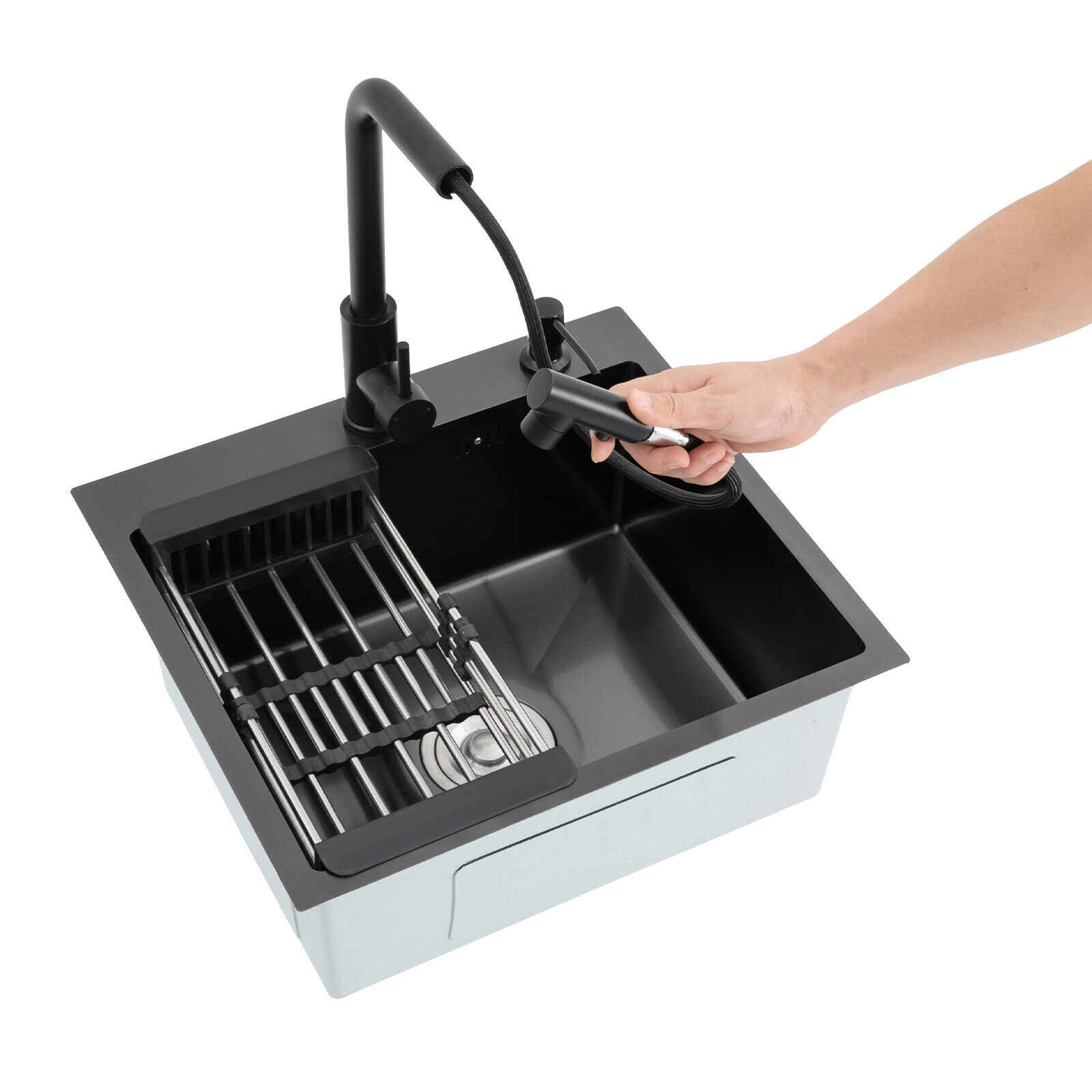 Kitchen Sink Stainless Steel Sink Black Stainless Steel Built-in Sink W/Tap