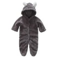 thumbnail image 6 of Baby Girls Boys Infant Fuzzy Hooded Romper Jumpsuit Bodysuit Winter Outfits Clothes, 6 of 10
