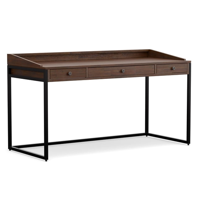 Atlin Designs Bureau d'Ordinateur Industriel en Bois à 2 Tiroirs de 60 Pouces en Brun Charbon