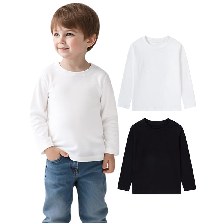 Aideaone Toddler Boy Long Sleeve Crewneck Tees 2-Pack photo 1