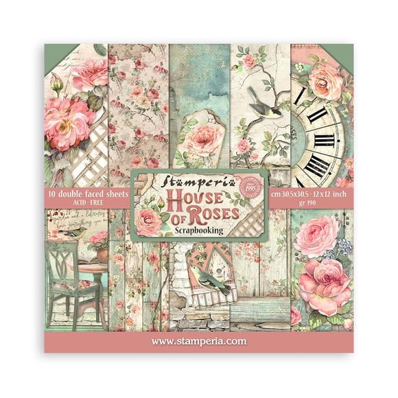STAMPERIA INTERNATIONAL KFT PAPER PAD 12X12 10PK CASA ROSE 30.5 x 30.5 (12"" x 12"") Multicolor
