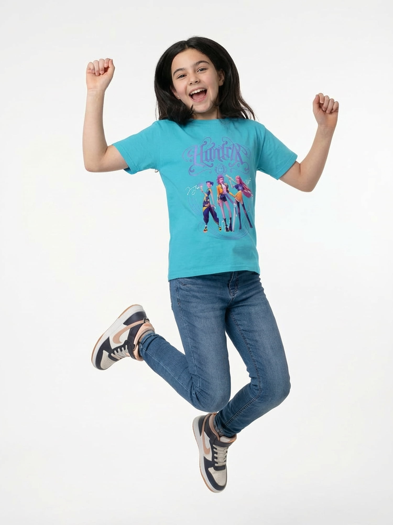 KPop Demon Hunters, Girls' & Big Girls' Graphic T-Shirt, Huntrix Trio Shine, Sizes 4-16