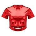 Alitao Crop Tops Going Out Tops Women's Solid Color Reflective Shiny ...