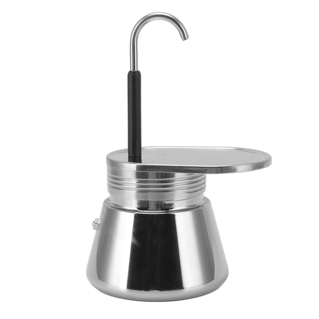 Cafetera italiana de acero inoxidable tipo moka, portátil, ligera y de gran capacidad.
