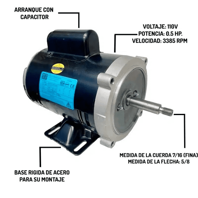 Motor Eléctrico Monofásico Weg De 1/2 Hp En Alta Para Bomba 110V