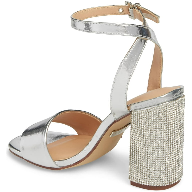 Lauren Lorraine Julia Silver Sandal Crystal Mid Heel Formal Prom Dress Pumps 9 Walmart