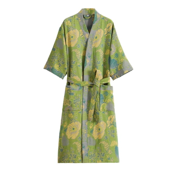 SWSMCLT Women's Cute Robe Cotton Pjs Comfy Long V Neck Breathable Fall Summer Medium Trendy Spring Green Medium