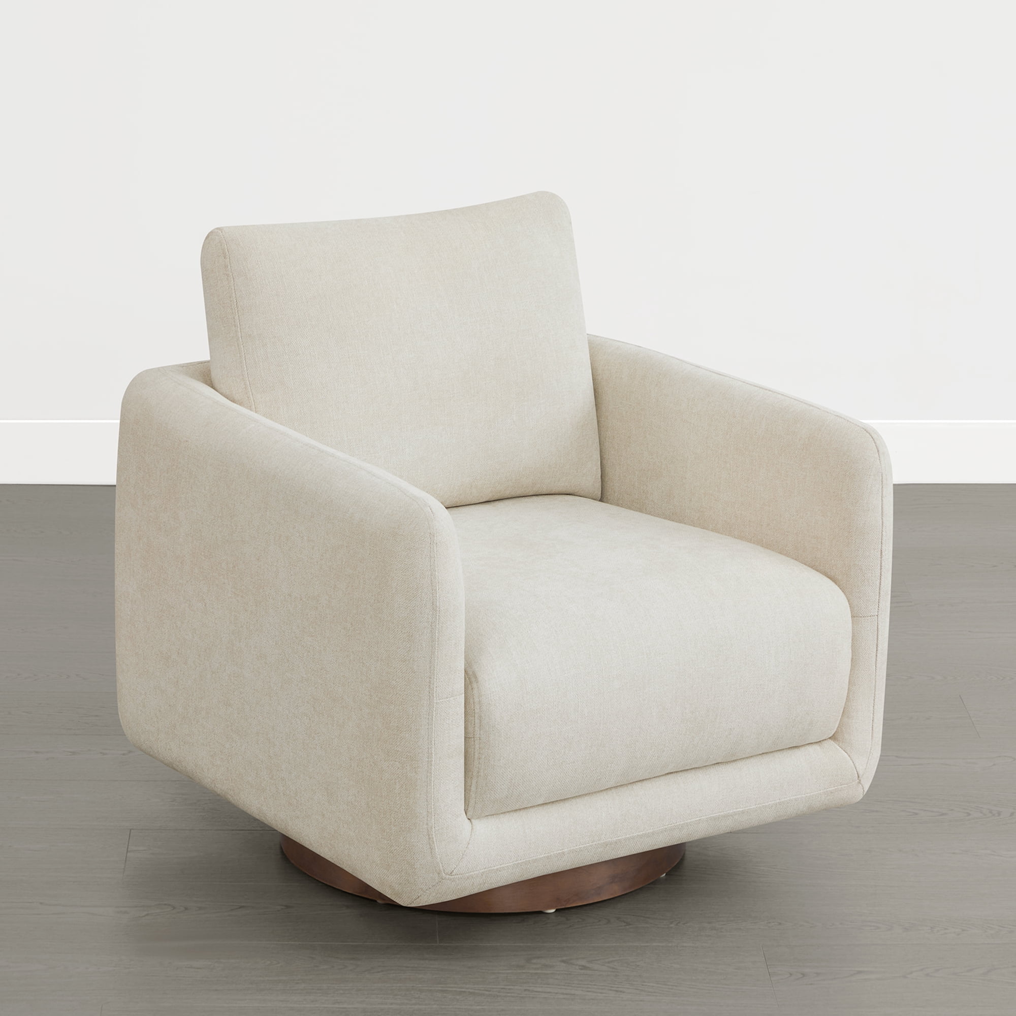 Spruce & Spring Upholstered Swivel Accent Chair with Back Cushion Single, Linen