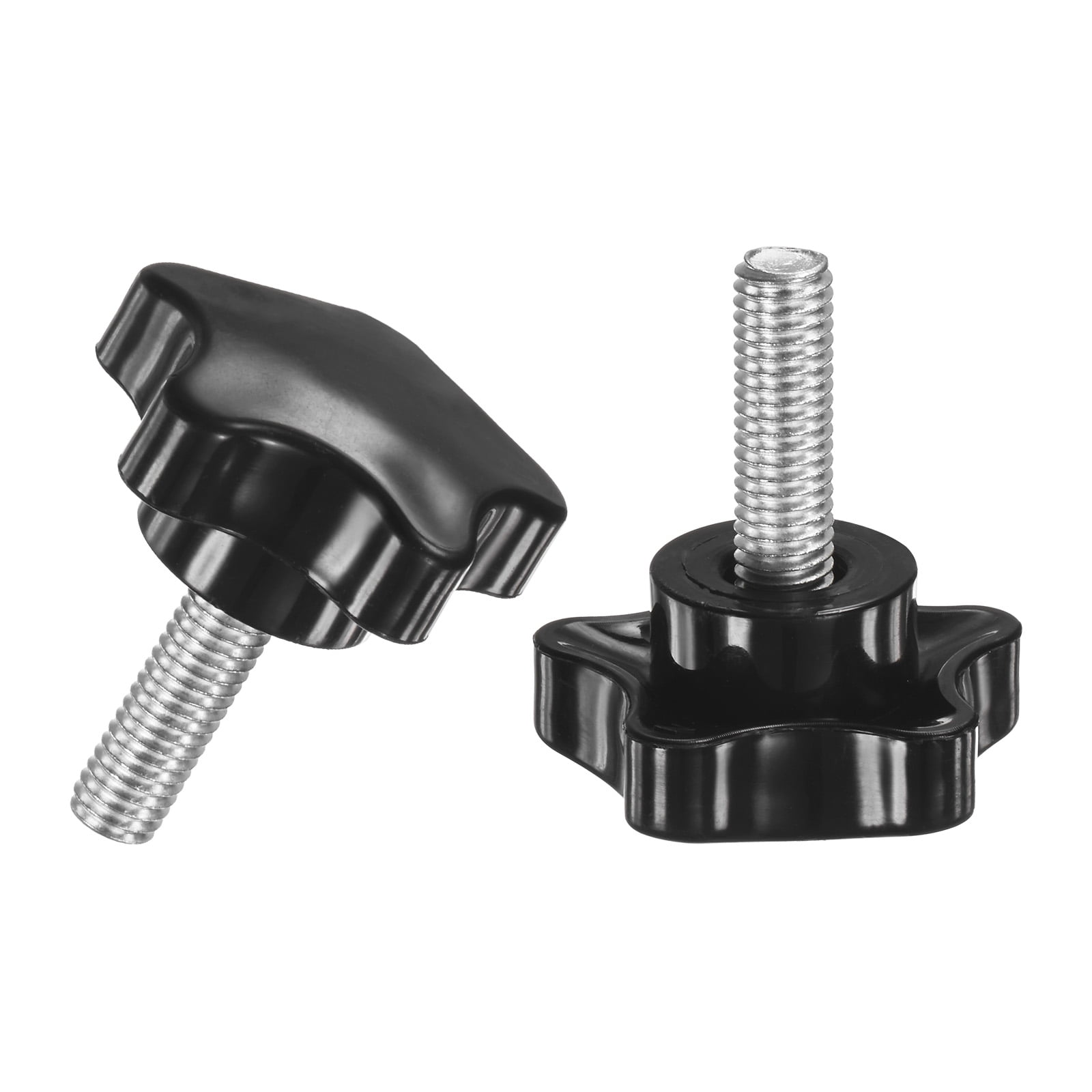 Perillas De Sujeción Moleteadas, Rosca Macho M6 X 1.969 In Cabeza De 0 827 In Perno De Agarre De Tornillo De Pulgar De Plastico Termoestable Negro
