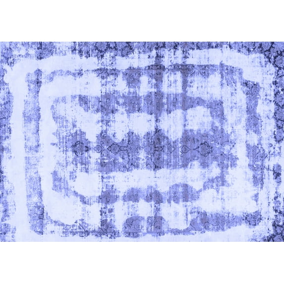 Ahgly Company Machine Washable Indoor Rectangle Abstract Blue Modern Area Rugs, 5' x 8'