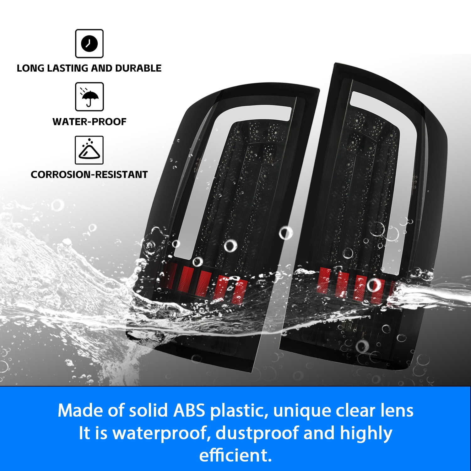 Kojem Pair LED Tail Lights Assembly for 2003-2006 Dodge Ram 1500 2500 3500 (Smoked Lens+Black Housing) Brake Turn Signal Lamp