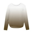 thumbnail image 2 of Fengqque Girls Long Sleeve Round Neck Gradient Color Shirts Curve Hem Side Slit Soft Tunic Tops T-Shirts Brown 11 Years, 2 of 7