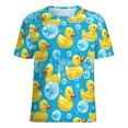 thumbnail image 5 of Rubber Ducks Bubbles Blue Women's Short Sleeve Tops Casual Blouses T Shirt, 5 of 6