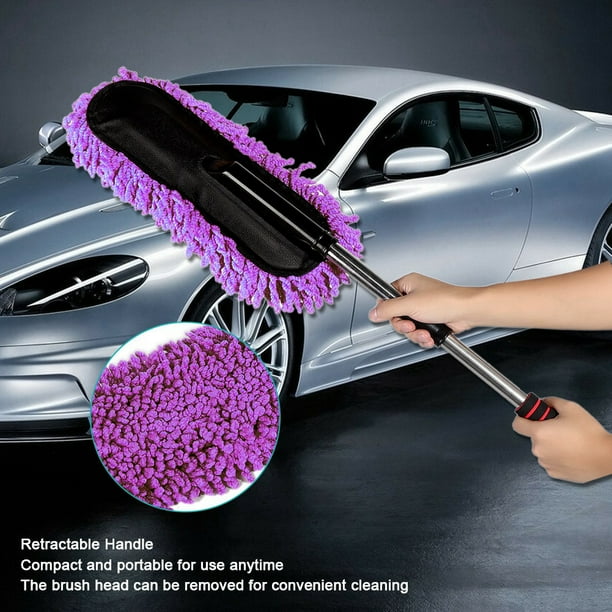 Brosse De Lavage De Voiture Rétractable Avec Long Manche, Kit De Nettoyage Rotatif à Long Manche Pour Voiture, Brosse à Poussière Anti-rayures, Kit De Nettoyage De Vitres De Pare-brise De Voiture