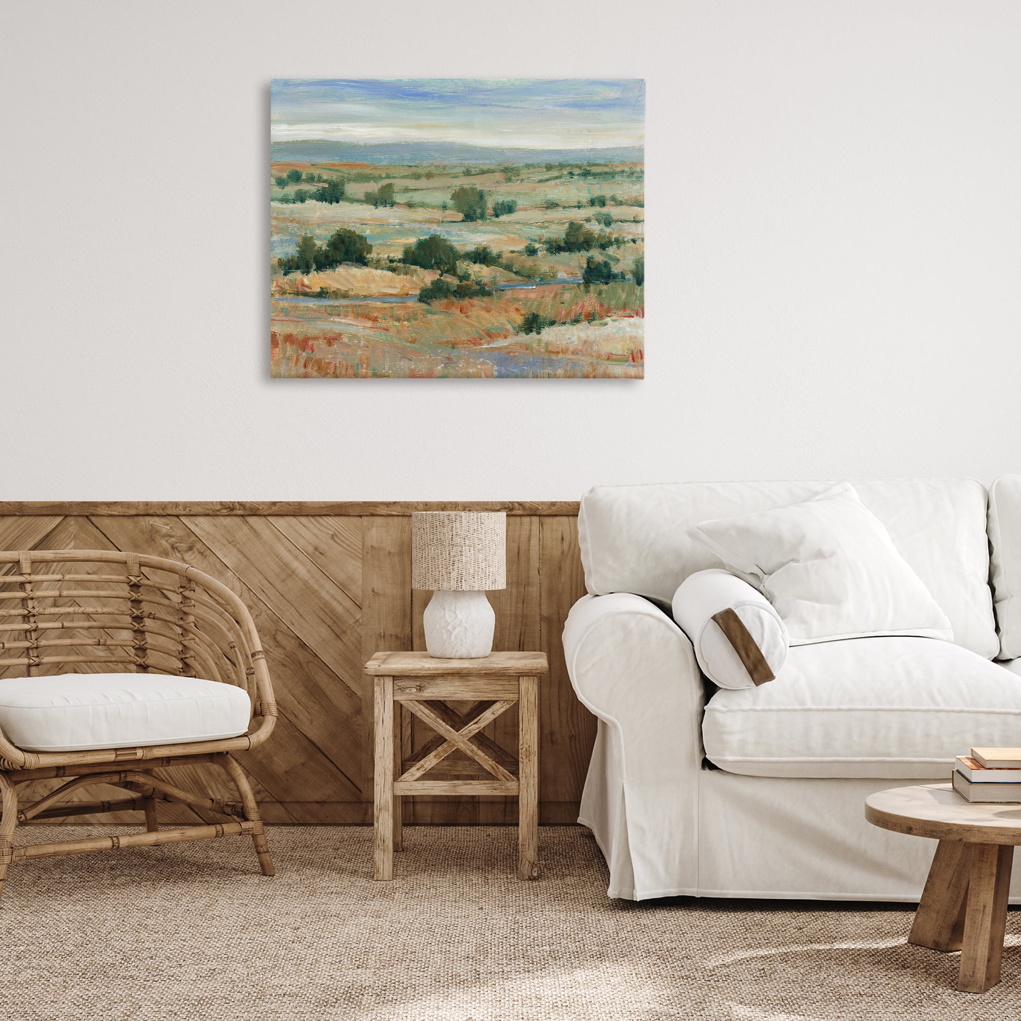 Stupell Industries Distant Farmland View Landscape & Nature Painting Wrapped Canvas Art Print Wall Art, 40 x 30