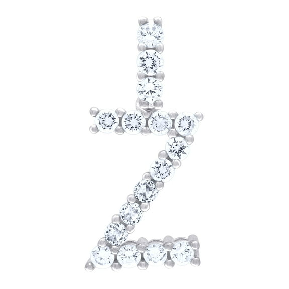 925 Sterling Silver Unisex Cz Initial Alphabet Z Charm Pendant for Men Women