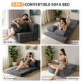 thumbnail image 6 of BYBYME Folding Sofa Bed,Adjustable 6" Floor Sofa Bed,4 in 1 Tufted Folding Couch Bed Foam Floor Couch,Convertible Chair with Pillow for Guest Room,Twin,Dark Grey, 6 of 9