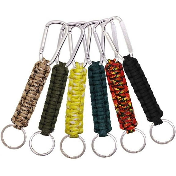 6 Pack Different Colors Paracord Keychain Carabiner, DaKuan Military Braided Lanyard Keychain for outdoor Survival, Camping, Hiking, Hunting, Fishing