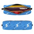 thumbnail image 2 of Rateoe Cute Shark Print Leather Pencil Case with Smooth Zipper, Compact Storage for Writing Tools & Art Supplies, 8.26" x 1.96" x 2.16", 2 of 7