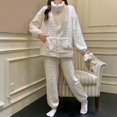 thumbnail image 3 of Lixiuxyad Soft Winter Flannel Pajama For Cozy Long Sleeve Thermal Sleepwear With Elegant Jacquard Pattern Comfortable Loungewear Two Piece Outfit For Cold Nights Womens Pajama Sets L, 3 of 6