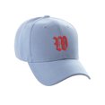 thumbnail image 2 of Daxton Structured Baseball Hat Cap Curved Visor Old English Font Light Blue Hat Red W, 2 of 4