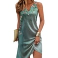 thumbnail image 1 of Vestido HOTYD Floral Mini para mujer, cuello en V, sin mangas, verde, 2XL, 1 of 2