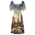 thumbnail image 4 of Paris Impressionism Pintura Vestido sin mangas vestido de fiesta noche vestido elegante Mujer, 4 of 5