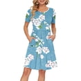 thumbnail image 1 of Vestido AUSELILY para mujer, manga corta, estampado floral, azul claro, 1 of 6