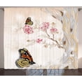 thumbnail image 1 of Tree Butterflies Flowers Design Drawing Art Print Living Room Curtain 2 Panels, 1 of 3