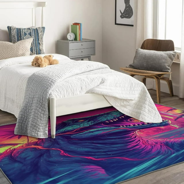 Dinosaur Rug 4x6 Area Rugs for Bedroom Living Room, Tyrannosaurus Area Rug, Wild Animal Carpet Machine Washable Non-Slip Rug, Soft Low Pile Area Rug, Indoor Decorative Rugs d&ip167