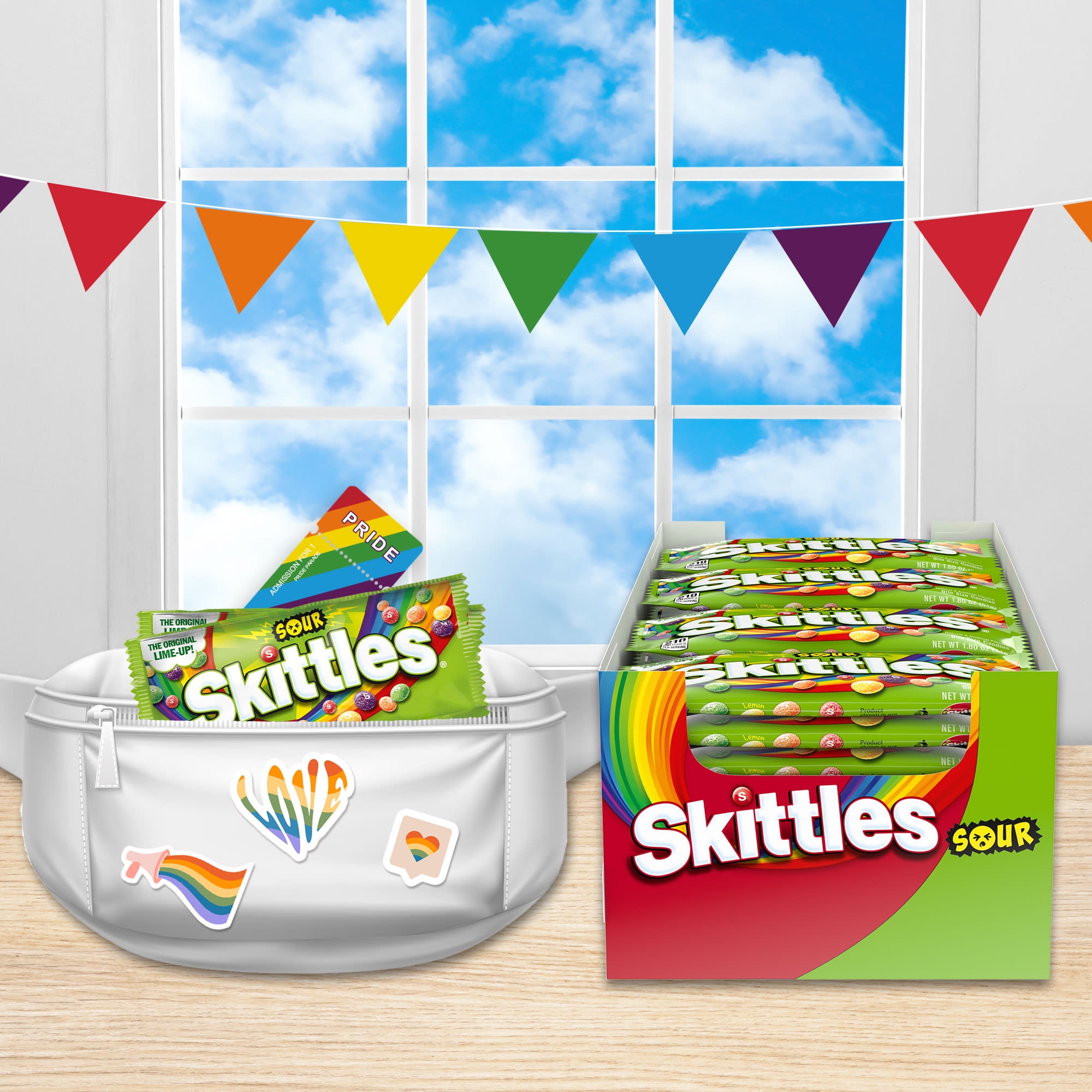 Skittles Sours Chewy Candy Full Size Packs - 24 Ct Bulk Box