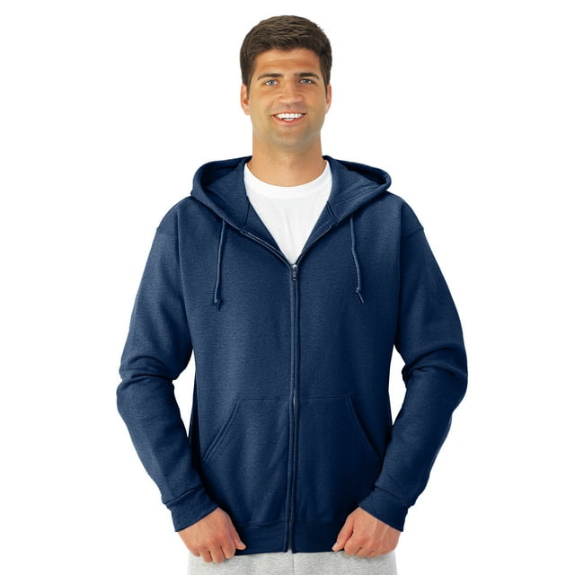 Jerzees Adult NuBlend Full Zip Hooded Sweatshirt, M, Vintage Heather Navy