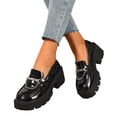 thumbnail image 2 of IEMIEMIEM Womens Loafers Fashion Chain Chunky Heel Platform Comfortable Lightweight Anti-Slip Lug Sole Slip-On Dress Shoes for Work Party Casual Daily Wear Punk Style 6 wide, 2 of 9