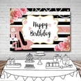 thumbnail image 3 of Fondo de fotografía de feliz cumpleaños para mujer, Fondo Floral rosa de 5x3 pies con brillo, oro rosa, tacón alto, champán, negro y blanco, 3 of 5