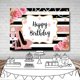 thumbnail image 3 of Fondo de fotografía de feliz cumpleaños para mujer, Fondo Floral rosa de 5x3 pies con brillo, oro rosa, tacón alto, champán, negro y blanco, 3 of 5