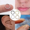 thumbnail image 2 of HOOUN 1PC Punk Zircon Nose Ring Septum Ring Nose Piercing Ring Ear Cartilage Earrings-silver-1.2x8mm, 2 of 9