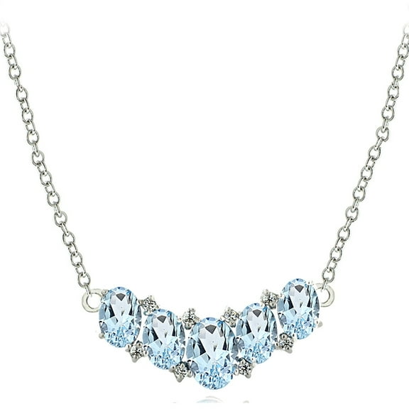 Sterling Silver 3ct TGW Blue & White Topaz 5-Stone Necklace