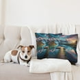 thumbnail image 4 of Ambesonne Lake Throw Pillow Cover 2 Pack, Wooden Pier Dramatic Night, 18", Coral Dark Turquoise, 4 of 7