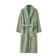 thumbnail image 1 of Timegard Bathrobe for Women Fuzzy Button down V Neck Robe Fleece Warm Long Sleeve Pajamas with Pockets, 1 of 6