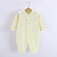 thumbnail image 3 of KPOPLK Unisex Baby Boy Girl Clothes Button Romper Jumpsuit Basic One Piece Outfits(Yellow,0-3 Months), 3 of 3