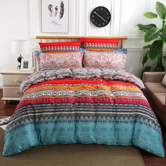 Swanson Beddings Colorful Boho Mandala Paisley 5-Piece Bedding Set: Duvet Cover, Pillowcases and Pillow Shams (King)