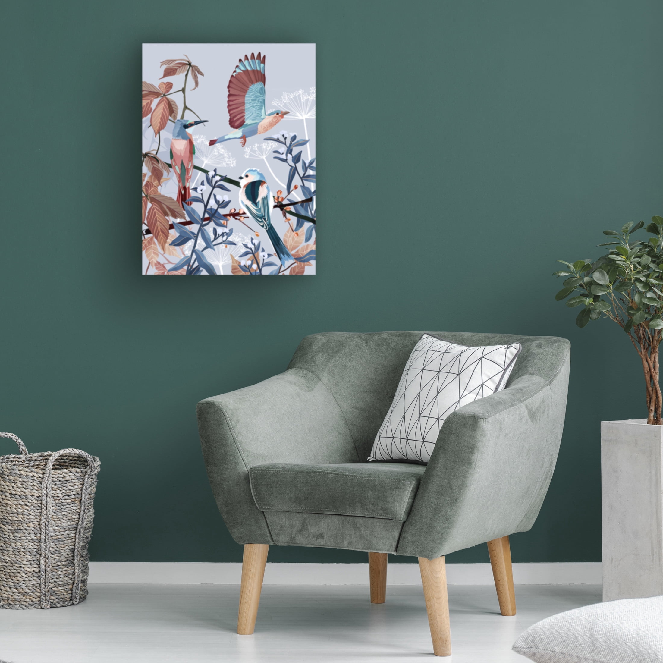 Trademark Fine Art Goed Blauw Birds of Winter Canvas Wall Art