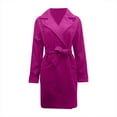thumbnail image 4 of Women Winter Wrap Peacoat Casual Open Front Lapel Belted Long Sleeve Trench Coats Elegant Solid Lounge Overcoat Outwear, 4 of 5